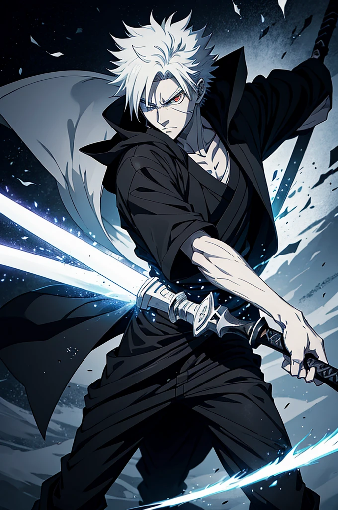 a man in a black and white outfit holding a sword, ichigo kurosaki, ichigo, bleach manga style, bleach, shinigami, anime!!!!, anime masterpiece, shonen, anime!!, anime!!!, epic anime, anime wallaper, anime picture, katsushika, anime!, advanced digital anime art ”, epic anime style, anime wallpaper