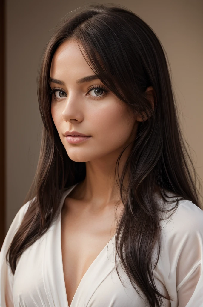 proFessional portrait photograph oF a gorgeous Norwegian girl in with long wavy black hair,Oeil brown, sulty Flirty look, gorgeous symmetrical Face, joli maquillage naturel, ,au lit, ultra réaliste, art conceptuel, élégant, très détaillé, complexe, sharp Focus, depth oF Field, F/1. 8, 85mm, Coup moyen, plan médian, (((proFessionally color graded))), bright soFt diFFused light, (volumetric Fog), tendance sur Instagram, hdr 4k, 8k