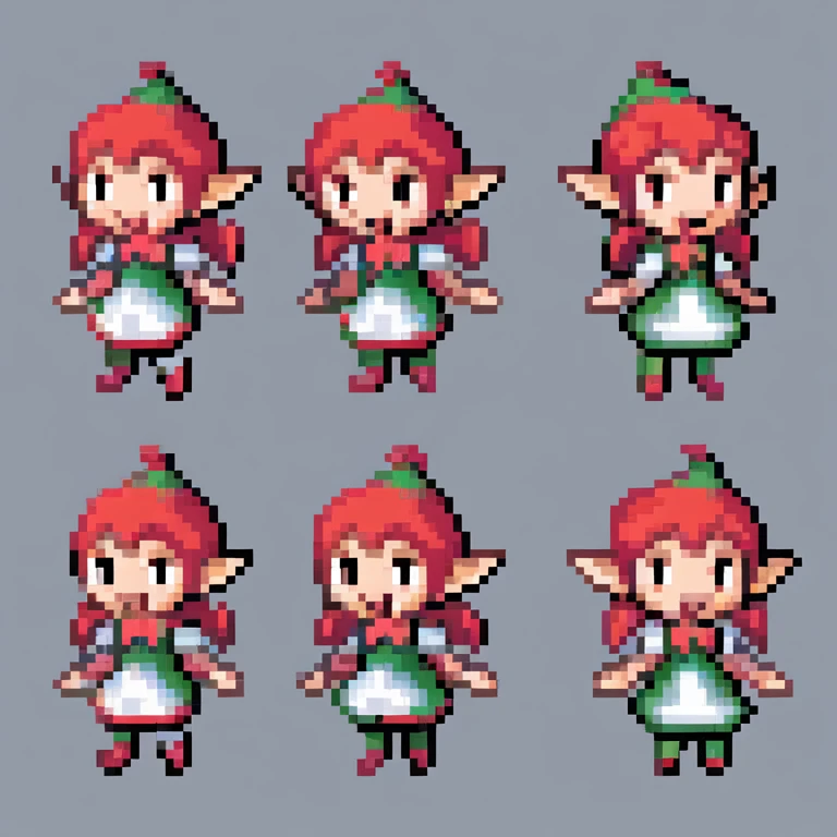 A close-up shot,Characters with different expressions, Pixel Art inspired by Luma Rouge, Number of polygons, Pixel Art, Elf表, Elfheet, 视觉小说Elf, Elf, 2 d Elf, full page grid Elf表, Pixel Art sprite, 电子游戏Elf, 2D Elf, Sprite 2D, psd Elfheet,