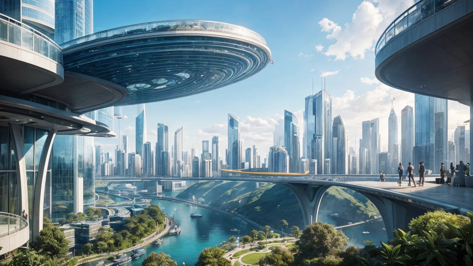 (Best quality,4K,8K,A high resolution,Masterpiece:1.2),Ultra-detailed,(Realistic,Photorealistic,photo-realistic:1.37),Futuristic floating city,Futuristic technology,Huge urban high-tech tablet platform,Airship,Floating in the sky,Futuristic city,Small airships around,High-tech hemispherical platform,Colorful lights,Advanced architecture,modernn architecture,skyscrapper,Access the cloud,Scenic beauty,view over city,Impressive design,Blend seamlessly with nature,energetic and vibrant atmosphere,Futuristic transportation system,Parking is suspended,Transparent path,Lush greenery,Sky gardens,cascading waterfalls,Magnificent skyline,reflections on the water,Sparkling river,Architectural innovation,futuristic skyscrapers,Transparent dome,The shape of the building is unusual,Elevated walkway,Impressive skyline,Glowing lights,Futuristic technology,Minimalist design,Scenic spots,Panoramic view,Cloud Piercing Tower,Vibrant colors,epic sunrise,epic sunset,Dazzling light display,magical ambiance,The future city,Urban Utopia,LuxuryLifestyle,Innovative energy,sustainable development,Smart city technology,Advanced infrastructure,Tranquil atmosphere,Nature and technology live in harmony,Awesome cityscape,Unprecedented urban planning,Architecture connects seamlessly with nature,High-tech metropolis,A cutting-edge engineering marvel,The future of urban living,Visionary architectural concept,Energy-efficient buildings,Harmony with the environment,A city floating above the clouds,Utopian dreams become reality,The possibilities are endless,State-of-the-art transportation network,Green energy integration,Innovative materials,Impressive holographic display,Advanced communication system,Breathtaking aerial view,Quiet and peaceful environment,Modernist aesthetics,Ethereal beauty