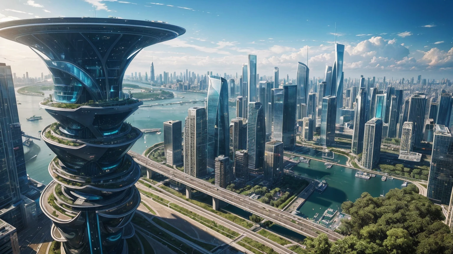 (Best quality,4K,8K,A high resolution,Masterpiece:1.2),Ultra-detailed,(Realistic,Photorealistic,photo-realistic:1.37),Futuristic floating city,Futuristic technology,Huge urban high-tech tablet platform,Airship,Floating in the sky,Futuristic city,Small airships around,High-tech hemispherical platform,Colorful lights,Advanced architecture,modernn architecture,skyscrapper,Access the cloud,Scenic beauty,view over city,Impressive design,Blend seamlessly with nature,energetic and vibrant atmosphere,Futuristic transportation system,Parking is suspended,Transparent path,Lush greenery,Sky gardens,cascading waterfalls,Magnificent skyline,reflections on the water,Sparkling river,Architectural innovation,futuristic skyscrapers,Transparent dome,The shape of the building is unusual,Elevated walkway,Impressive skyline,Glowing lights,Futuristic technology,Minimalist design,Scenic spots,Panoramic view,Cloud Piercing Tower,Vibrant colors,epic sunrise,epic sunset,Dazzling light display,magical ambiance,The future city,Urban Utopia,LuxuryLifestyle,Innovative energy,sustainable development,Smart city technology,Advanced infrastructure,Tranquil atmosphere,Nature and technology live in harmony,Awesome cityscape,Unprecedented urban planning,Architecture connects seamlessly with nature,High-tech metropolis,A cutting-edge engineering marvel,The future of urban living,Visionary architectural concept,Energy-efficient buildings,Harmony with the environment,A city floating above the clouds,Utopian dreams become reality,The possibilities are endless,State-of-the-art transportation network,Green energy integration,Innovative materials,Impressive holographic display,Advanced communication system,Breathtaking aerial view,Quiet and peaceful environment,Modernist aesthetics,Ethereal beauty