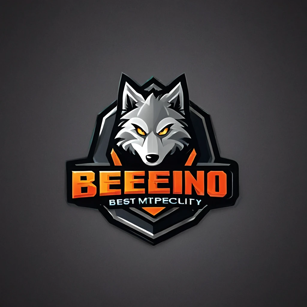 logomkrdsxl,an edgy logo 3D loup with BEBEZINHO, vector, text "BEBEZINHO", best quality, masterpiece, brand, dark background,