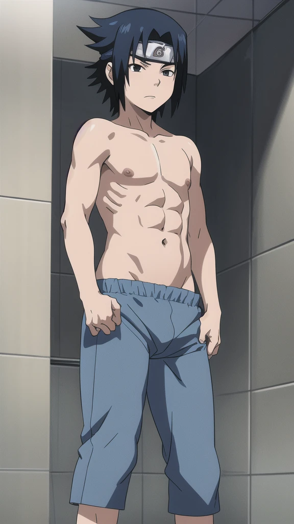 Sasuke, , blue briefs, muscle growth, showering, bathing, 12-year