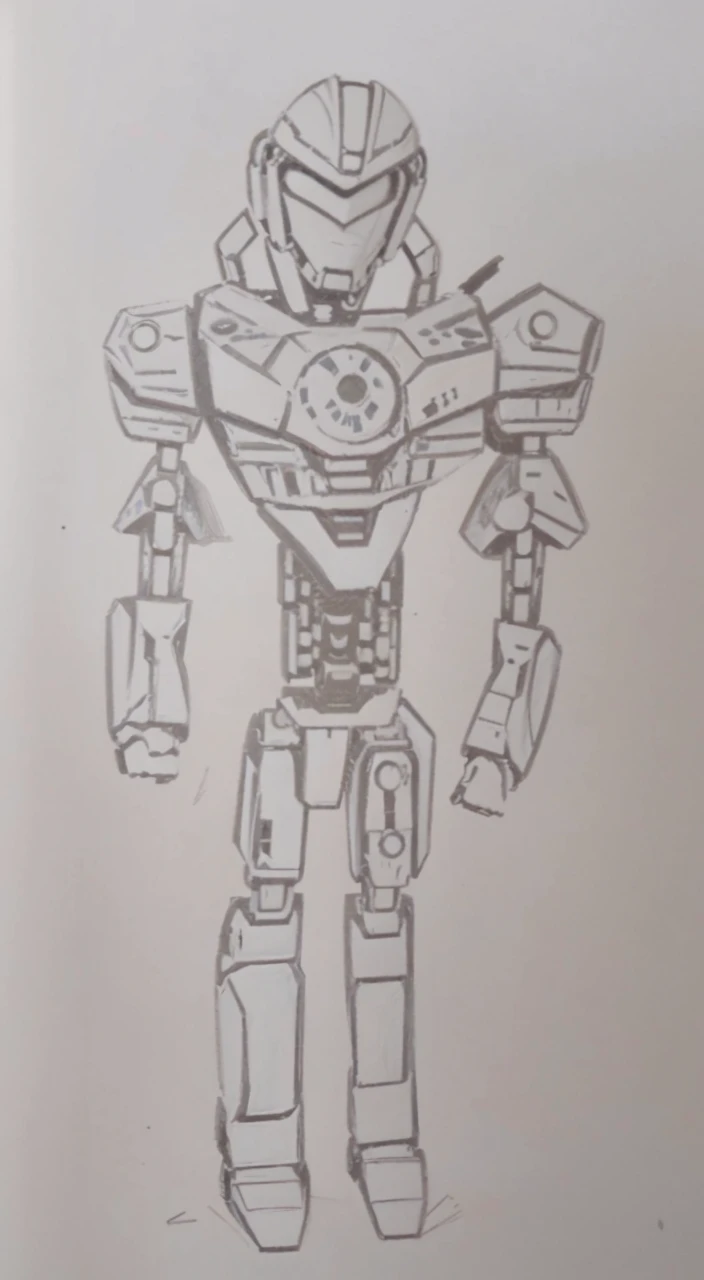 a drawing of a robot with a helmet and a body, greek god in mecha style, half - finished robot, mech body, humanoid form, armour merging with body, detailed humanoid, anime robotic mixed with organic, keetongu bionicle, anthropomorphic robot [ thing ], humanoid mech, mecha inspired, full body mech
