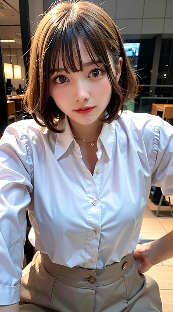(8K, RAW Photos:1.2)Detailed face and eyes,最high quality, Ultra-high resolution, Very detailed ,Intricate details ,Tabletop ,pretty girl , Soft cinematic light, Hyper Detail,Sharp focus, high quality, outside,Dress shirt,See-through clothing,Camel Toe,Blonde, Bobcut