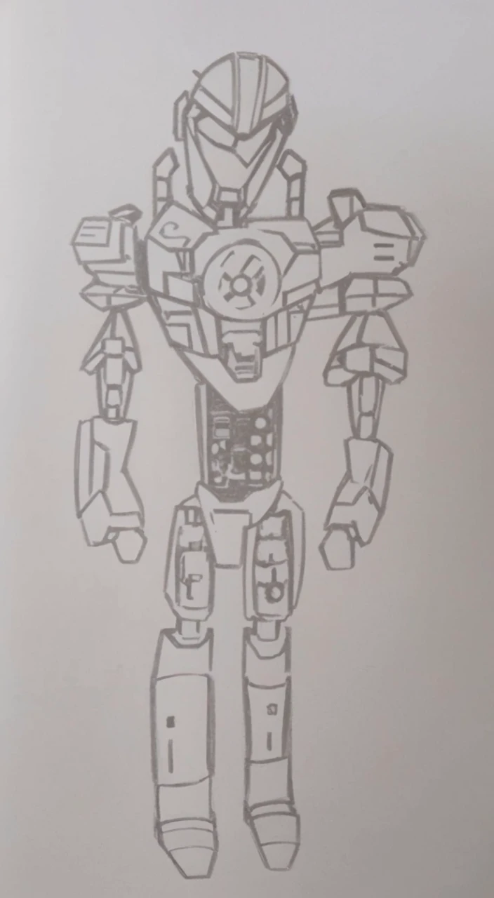 a drawing of a robot with a helmet and a body, greek god in mecha style, half - finished robot, mech body, humanoid form, armour merging with body, detailed humanoid, anime robotic mixed with organic, keetongu bionicle, anthropomorphic robot [ thing ], humanoid mech, mecha inspired, full body mech