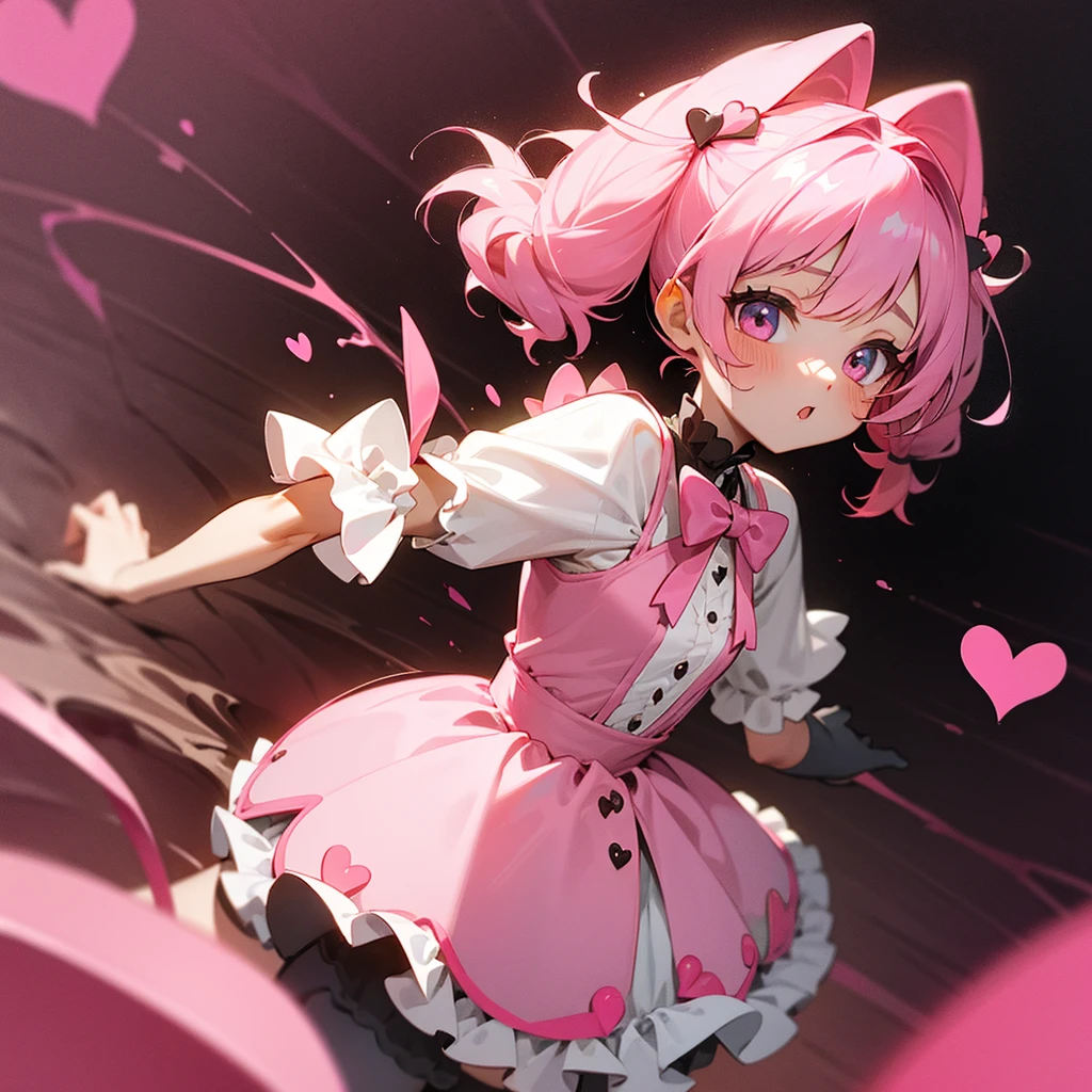 Heart chocolate Pink gothic dress Pink short pigtails 