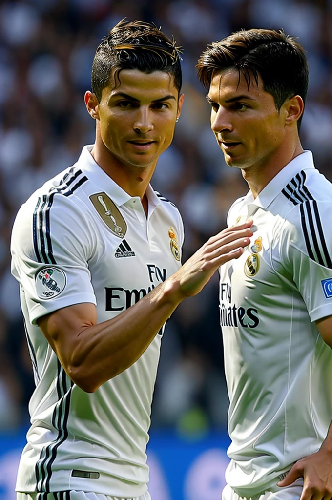 Cristiano Ronaldo with Lionel Messi together at Real Madrid