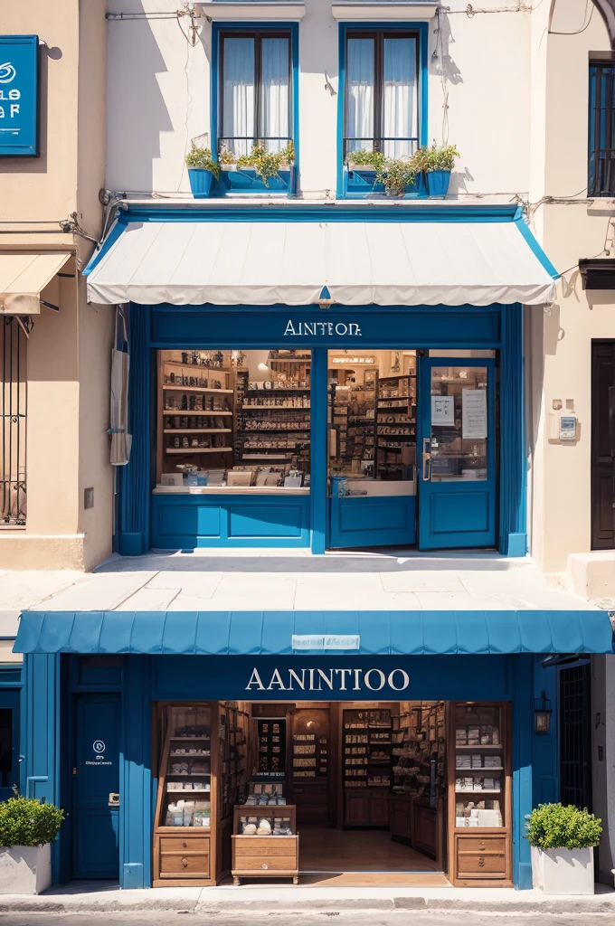 Create a logo for the sales page with the name santorini shopp