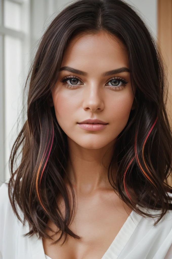 proFessional portrait photograph oF a gorgeous Norwegian girl in with long wavy black hair,Oeil brown, brown eyes,sulty Flirty look, gorgeous symmetrical Face, joli maquillage naturel, ,au lit, ultra réaliste, art conceptuel, élégant, très détaillé, complexe, sharp Focus, depth oF Field, F/1. 8, 85mm, Coup moyen, plan médian, (((proFessionally color graded))), bright soFt diFFused light, (volumetric Fog), tendance sur Instagram, hdr 4k, 8k