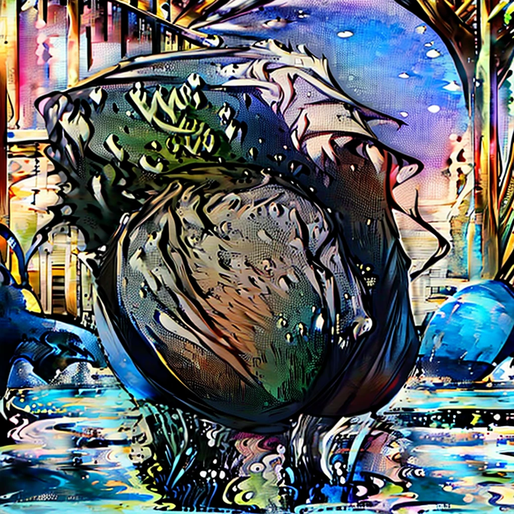 ((best quality)), ((masterpiece)), (detailed), male furry with a big vore belly burping, pool, cum puddle, crotch bulge, stomach bulges, sticky cum, cum everywhere, burp cloud, blushing, cumming,  spit bubbles, drooling, cum strings, shorts filled with cum, cum bulge in shorts