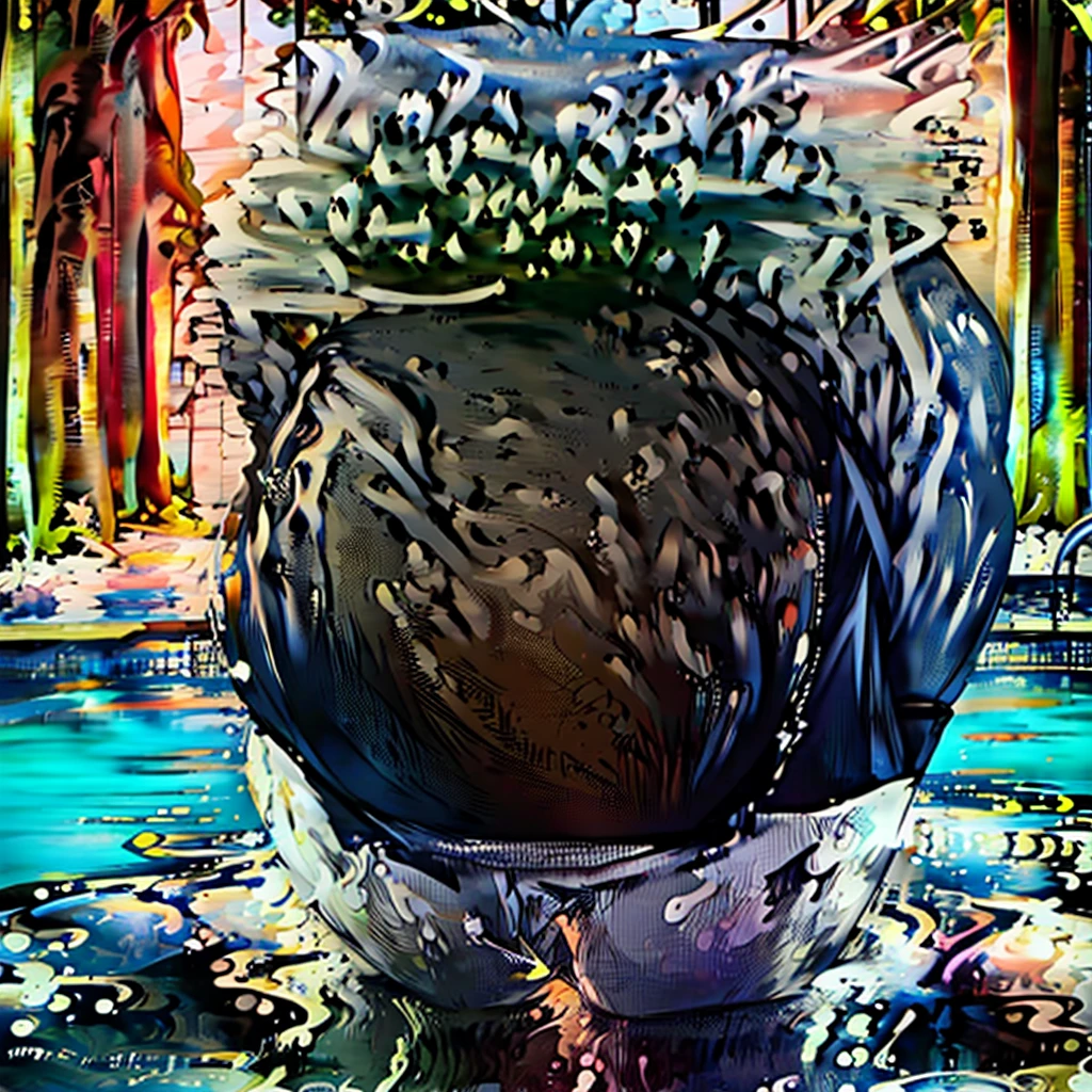 ((best quality)), ((masterpiece)), (detailed), male furry with a big vore belly burping, pool, cum puddle, crotch bulge, stomach bulges, sticky cum, cum everywhere, burp cloud, blushing, cumming,  spit bubbles, drooling, cum strings, shorts filled with cum, cum bulge in shorts