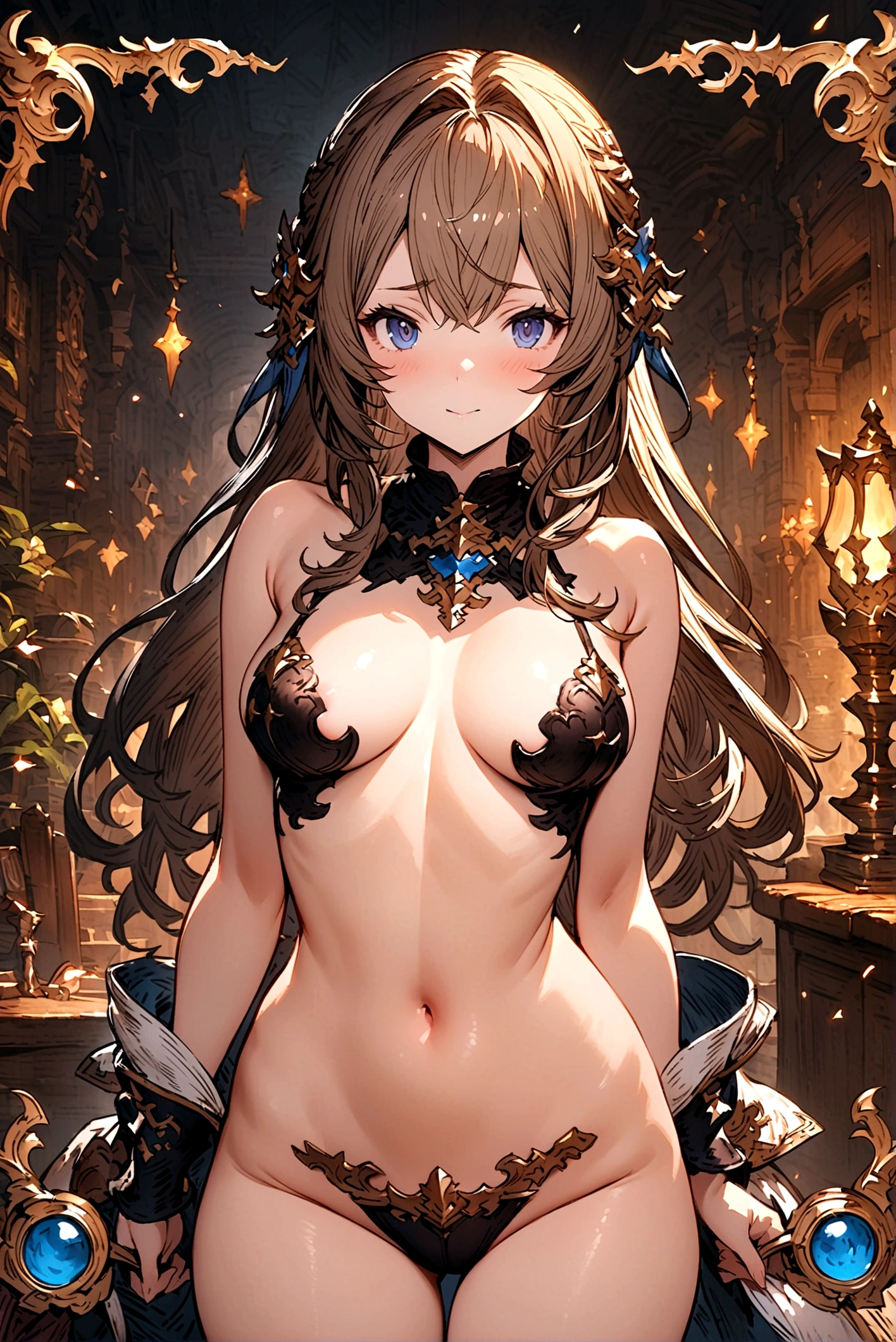 Highest quality,masterpiece,Granblue Fantasy,SSR Character,Naked version,Game screen style