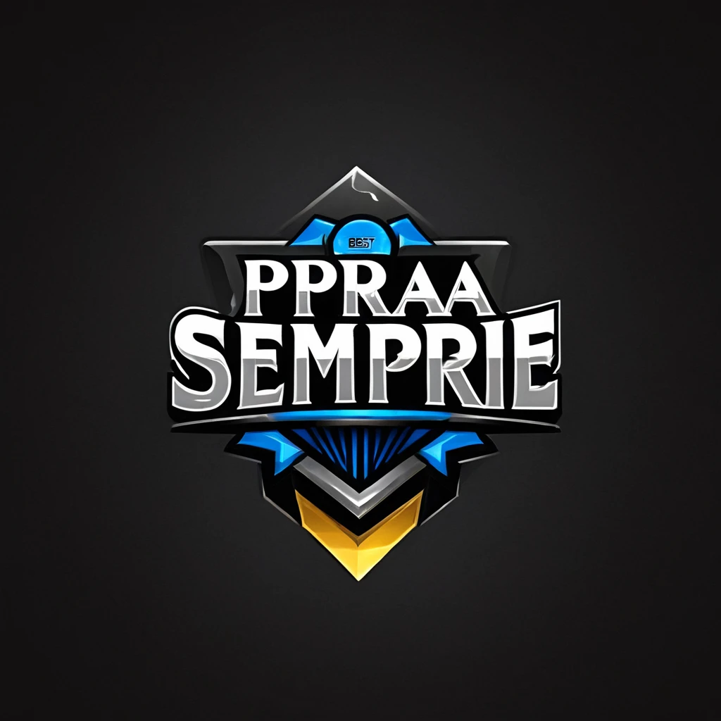 logomkrdsxl,an edgy logo 3D MS with PRA SEMPRE , vector, text "PRA SEMPRE", best quality, masterpiece, brand, dark background, brilhante