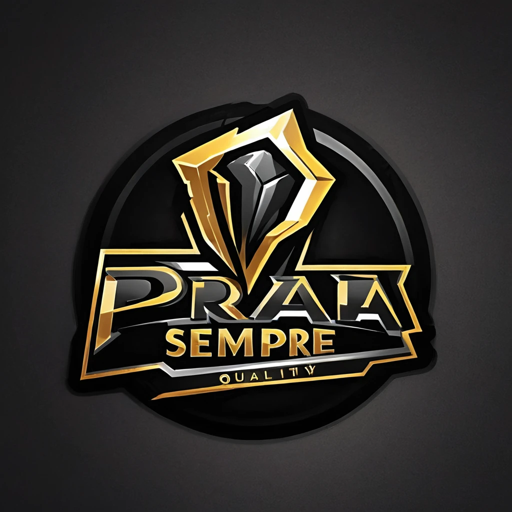 logomkrdsxl,an edgy logo 3D MS with PRA SEMPRE , vector, text "PRA SEMPRE", best quality, masterpiece, brand, dark background, brilhante