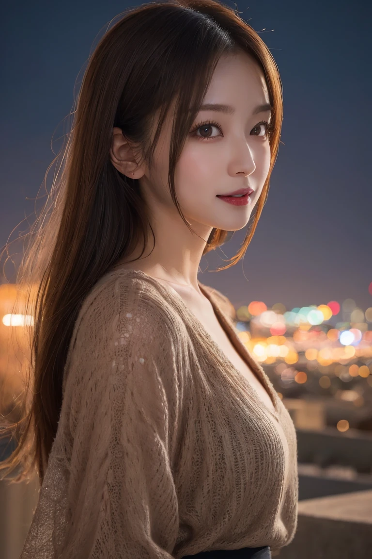 Beautiful night view, Highest quality, shape, Very detailed, In detail, High resolution, 8k wallpaper, Perfect dynamic composition, Beautiful details, Natural Lip, Orihime's Costume, Big Breasts, Cleavage, She opens her legs in a sexy pose、She is laughing with her pussy exposed.., A masterpiece of the whole body,