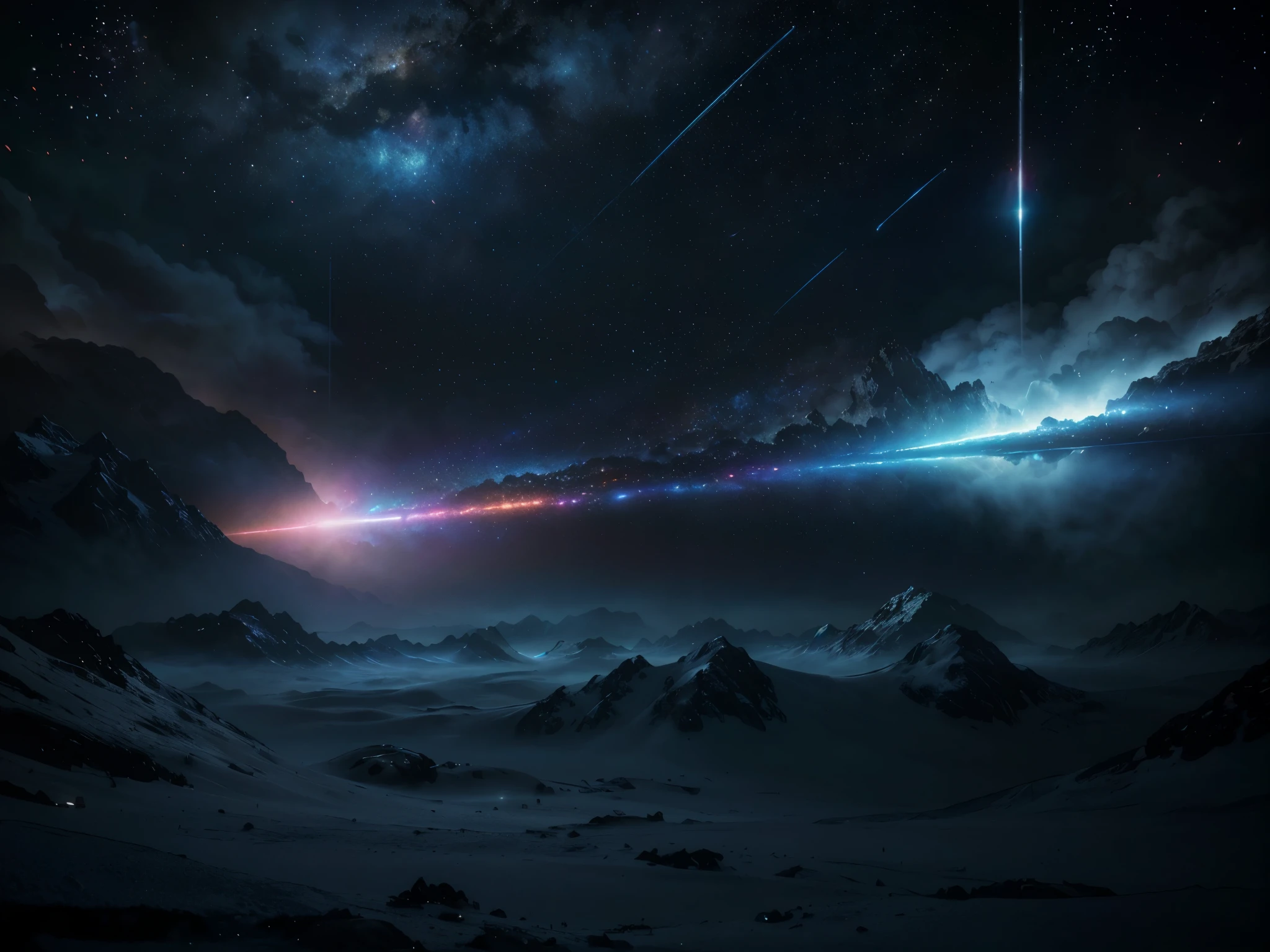 abstract background, space, futuristic, (best quality,4k,8k,highres,masterpiece:1.2),ultra-detailed,(realistic,photorealistic,photo-realistic:1.37),dynamic composition, volumetric lighting, cinematic lighting, vibrant colors, glowing particles, nebulae, planets, cosmic phenomena, digital art, matte painting