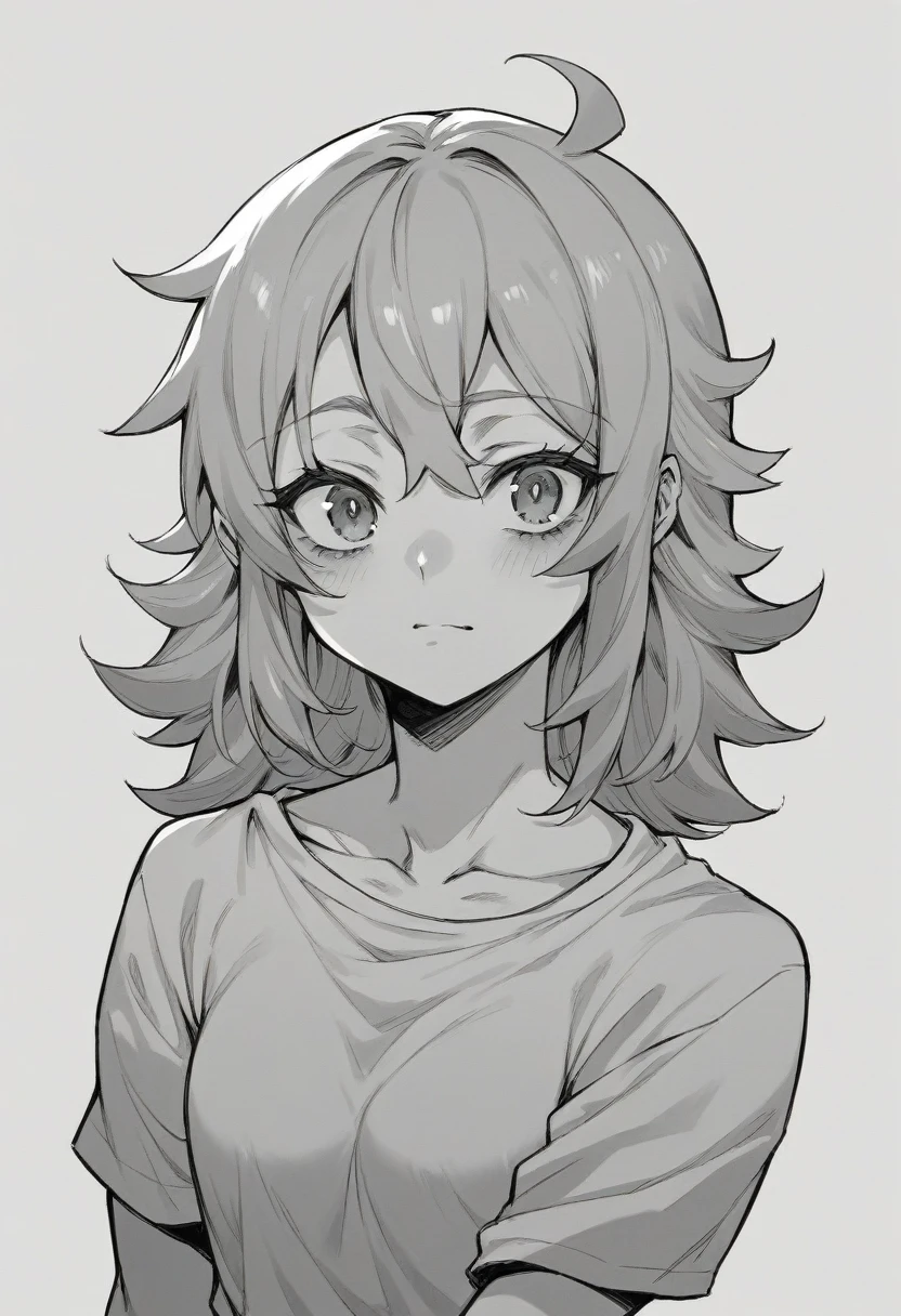 schoogirl, monochrome, black and white, manga, black lineart