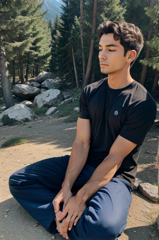 Meditation in mountain yung boy