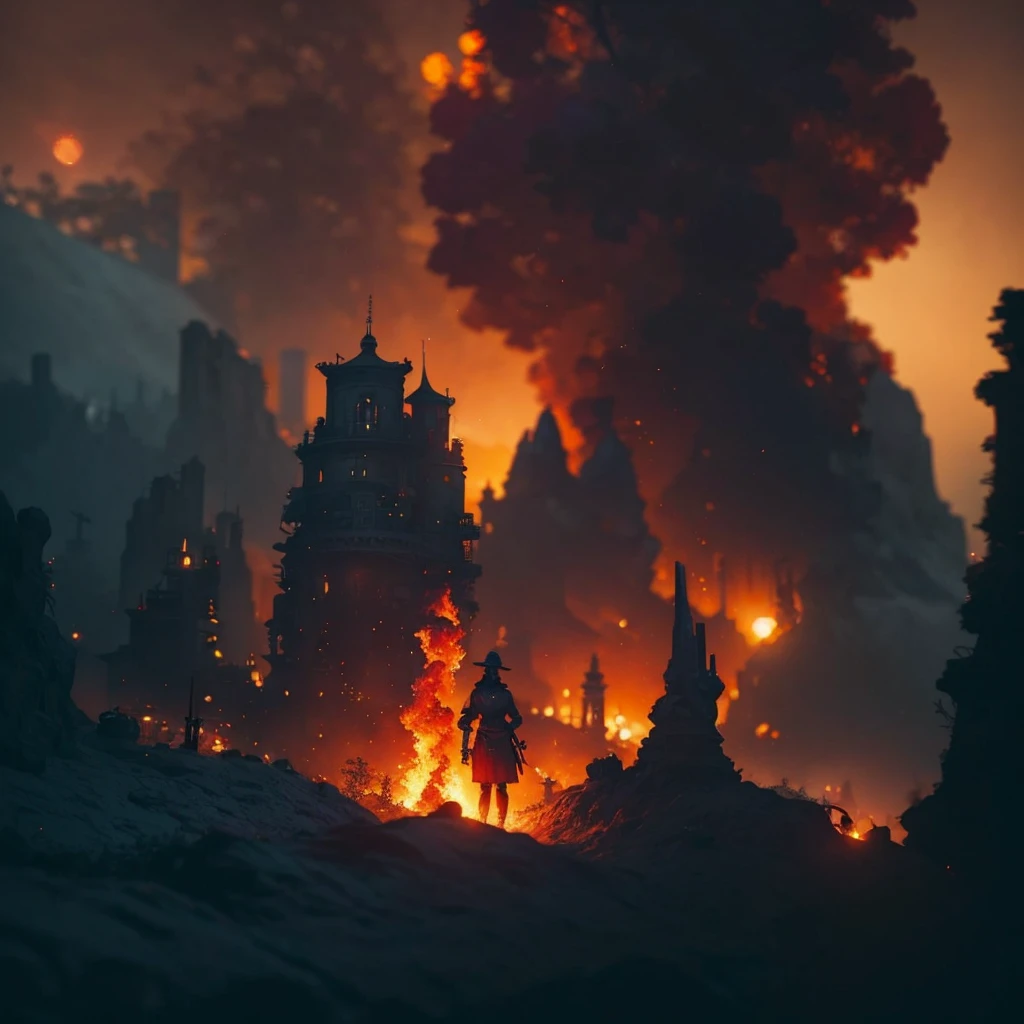(best quality,4k,highres,masterpiece:1.2),ultra-detailed,realistic,smoky atmosphere,temple,glowing red smoke,heavenly angels flying and singing,angels playing harps,flowing robes filling the temple,blazing embers