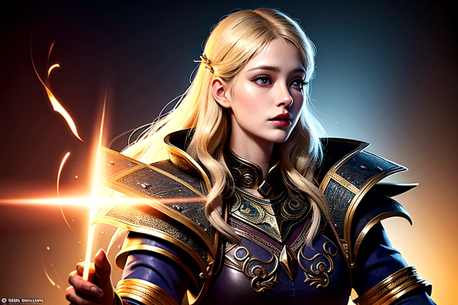 <lora:JainaProudmoore-000006:1> a sorceress casting lightning magic with a cloak on her head, photograph, hdr, 4k, masterpiece, portrait, blonde hair, blue armor