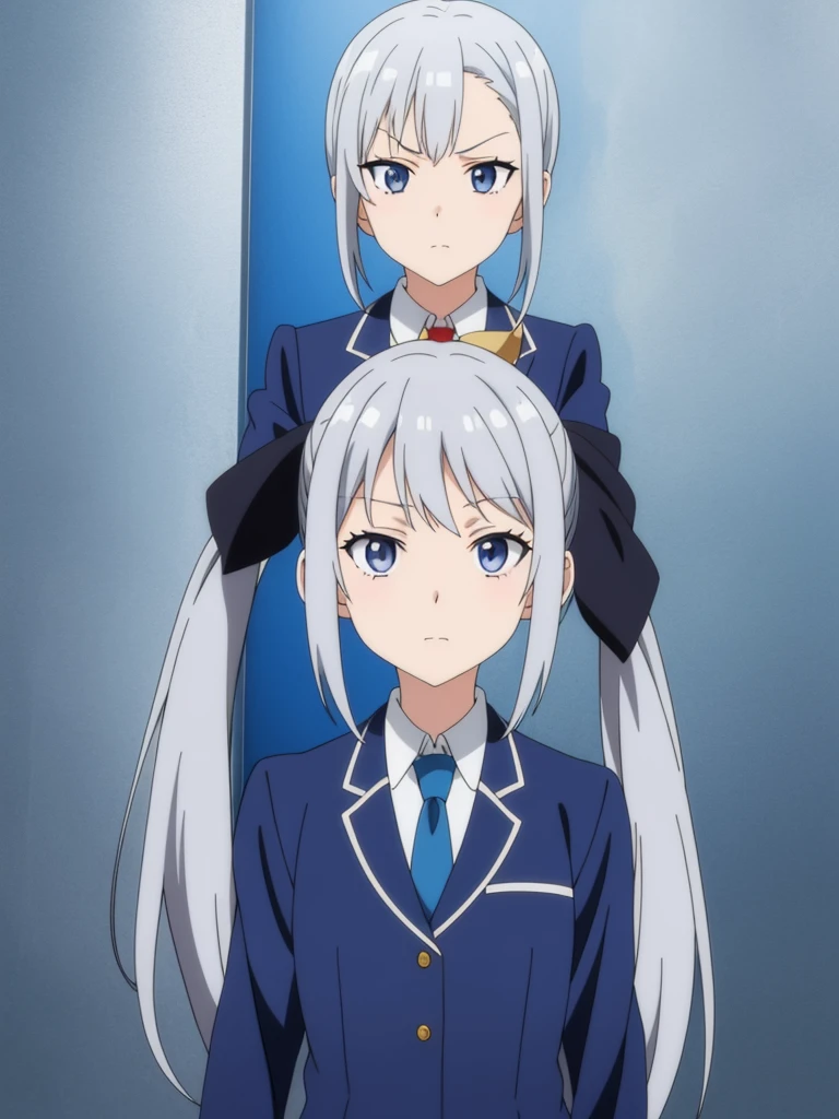 1girl,<lora:ChinoKafuu:0.5>,long hair,blue hair,hair between eyes,hair ornament,x hair ornament,blue eyes,hairclip,light blue hair,bangs,from_below,full_shot,playboy bunny,(medieval,city),