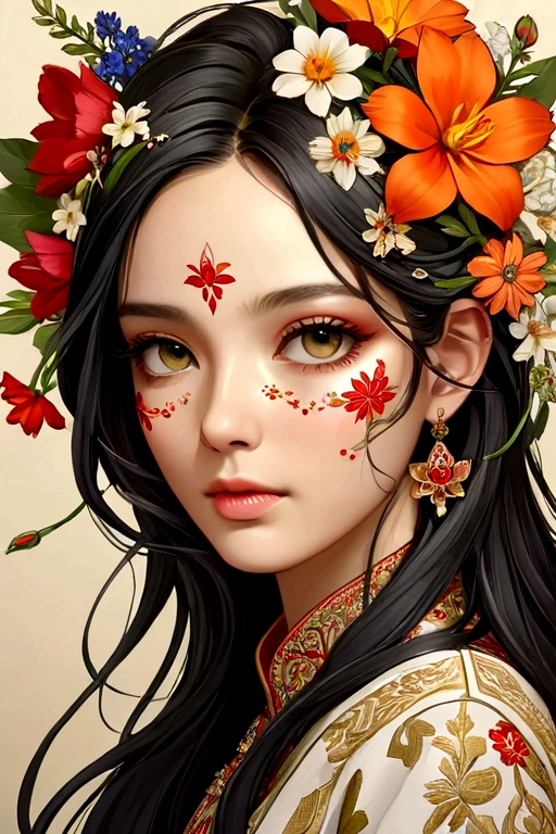 Flowers on face，Flower head