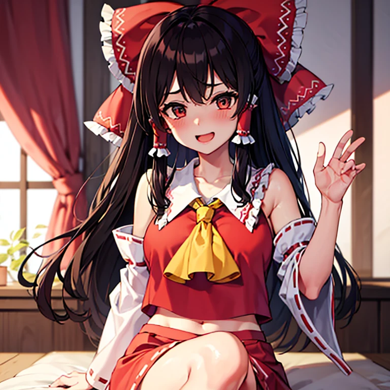 Reimu having a fun chat in her room