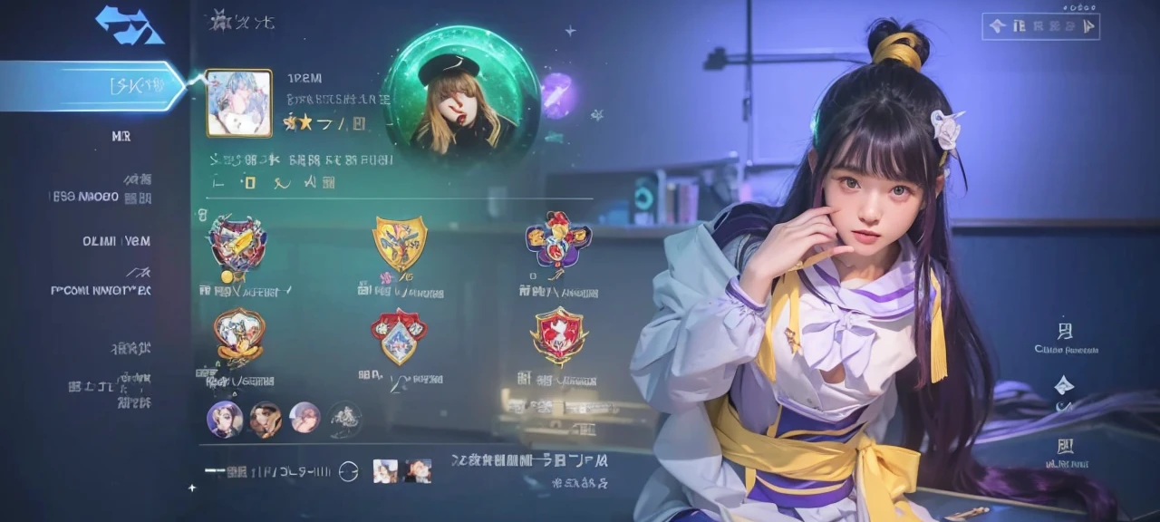 An eighteen-year-old young woman with long purple hair in a sailor suit sits in a classroom (school 1.5 in the background) (expression serious, cold 1.5) (best quality: 1.1) (masterpiece: 1.3) with an unparalleled masterpiece, surreal 8K, perfect artwork, super detail, best quality, masterpiece 4K wallpaper aesthetics, masterpiece, award-winning artwork, official art, cinematic lighting