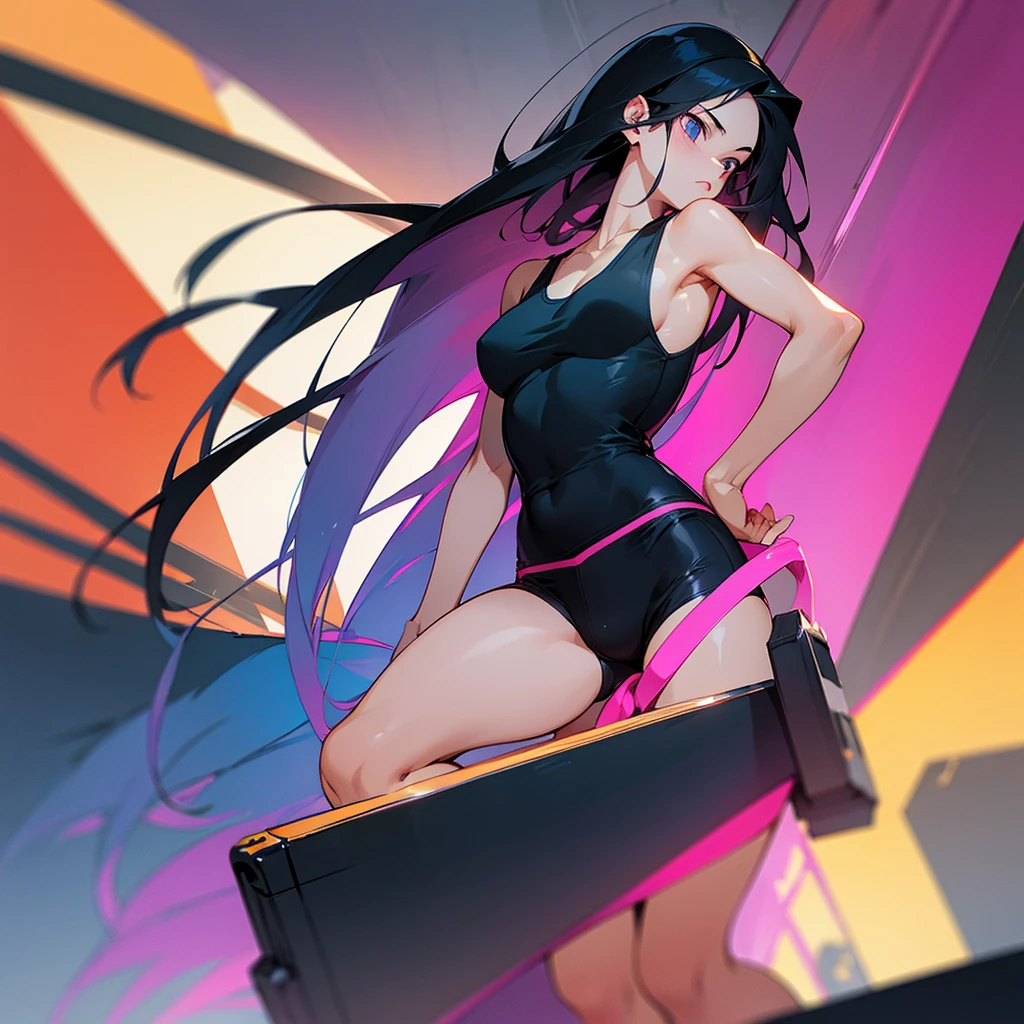 Long black hair Trunks Tank top