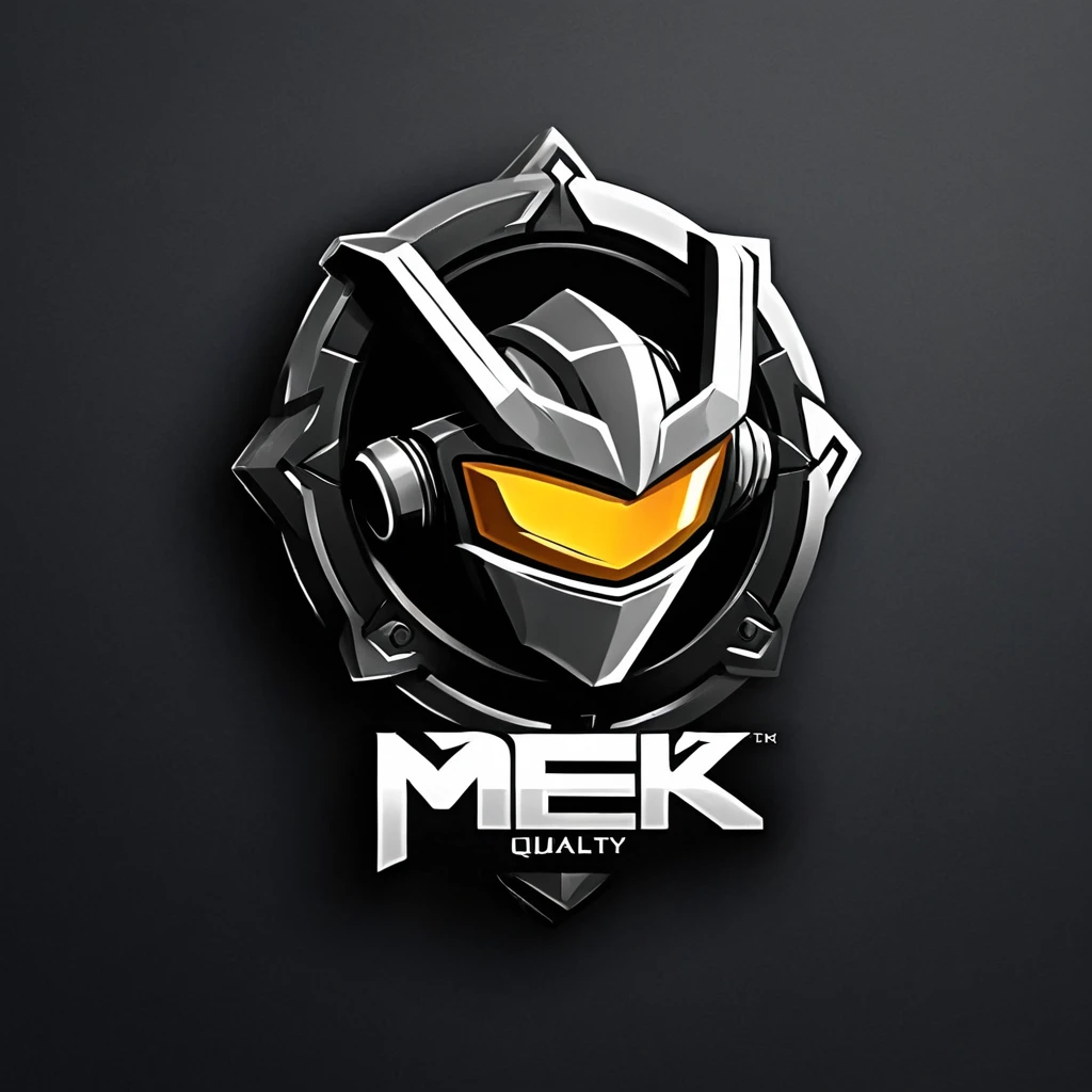 logomkrdsxl,an  edgy logo  3D with robô ,  vector, text "MEK",  best quality, masterpiece, brand, dark background, 