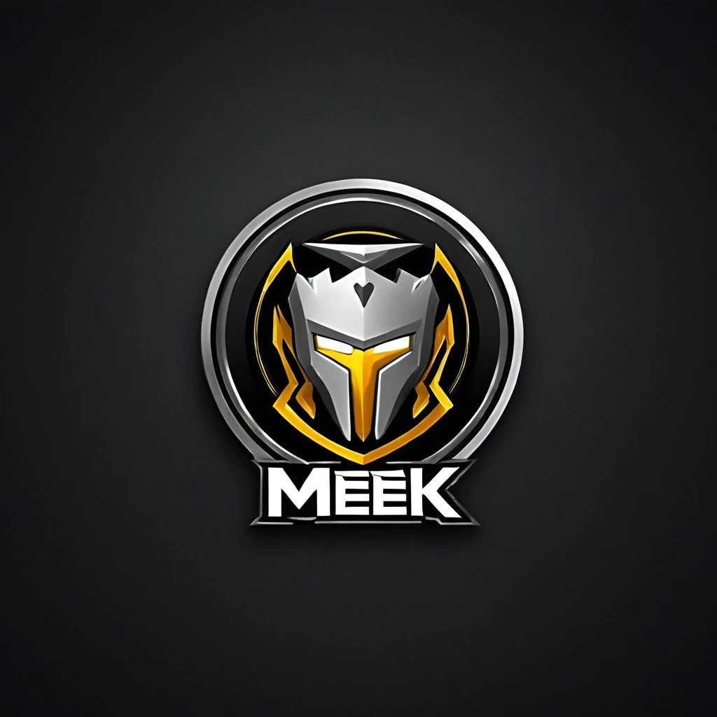 logomkrdsxl,an  edgy logo  3D with robô ,  vector, text "MEK",  best quality, masterpiece, brand, dark background, 