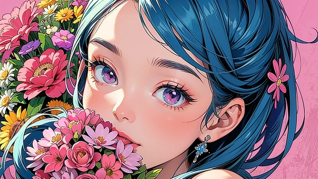 (ultra-Detailed Background, Detailed Background), Absurd, High resolution, Super detailed, Very detailed, One girl, (bouquet:1.3), (Tangled:1.2), (Geometric:1.2),(colorful),