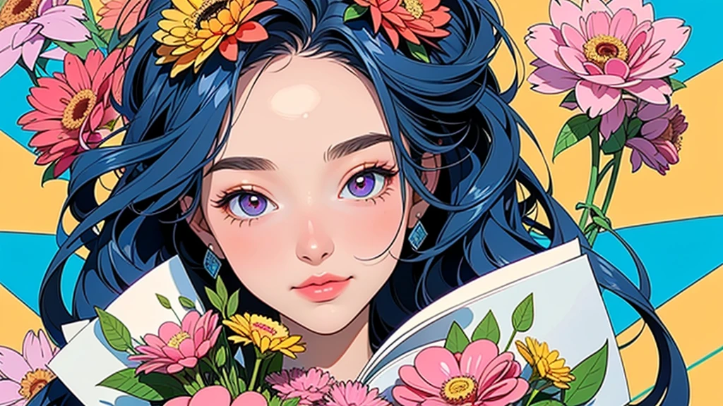 (ultra-Detailed Background, Detailed Background), Absurd, High resolution, Super detailed, Very detailed, One girl, (bouquet:1.3), (Tangled:1.2), (Geometric:1.2),(colorful),