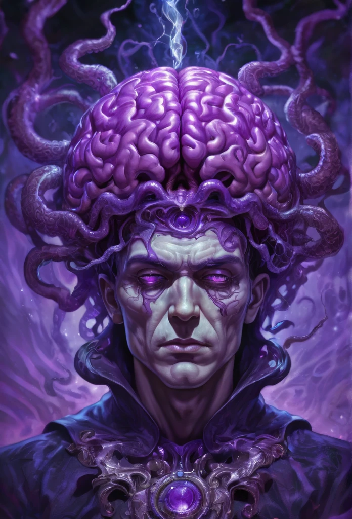 a picture of a man with a purple brain on his head, mind control, art depicting control freak, we all need control, mind character, mind, control, control the soul, hand controlling, mind flayer, loss of control, control art, psychic mind flayer, losing control, 🔞🤡, his mind contemplating eternity