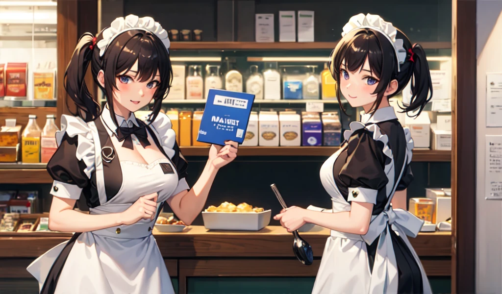 ((Highest quality)), ((masterpiece)), (detailed), sexy,A maid is shopping abroad