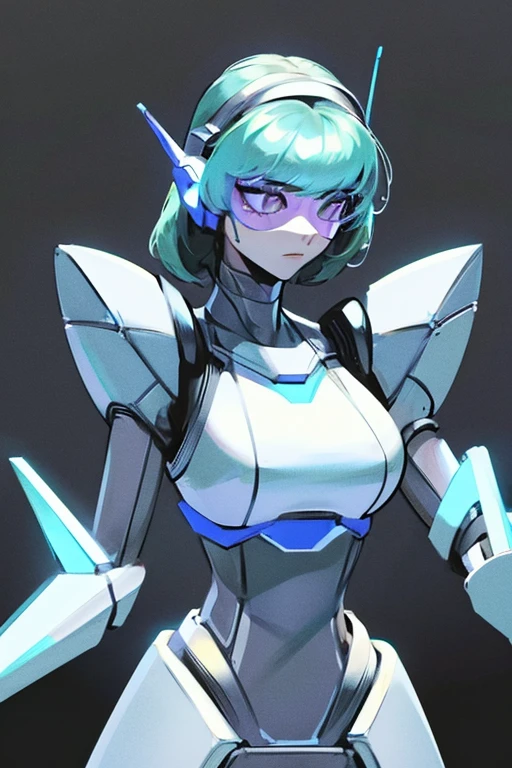 empty eyes,robotized woman,robot transformation ,big bust,Robot Joint,Metal skin