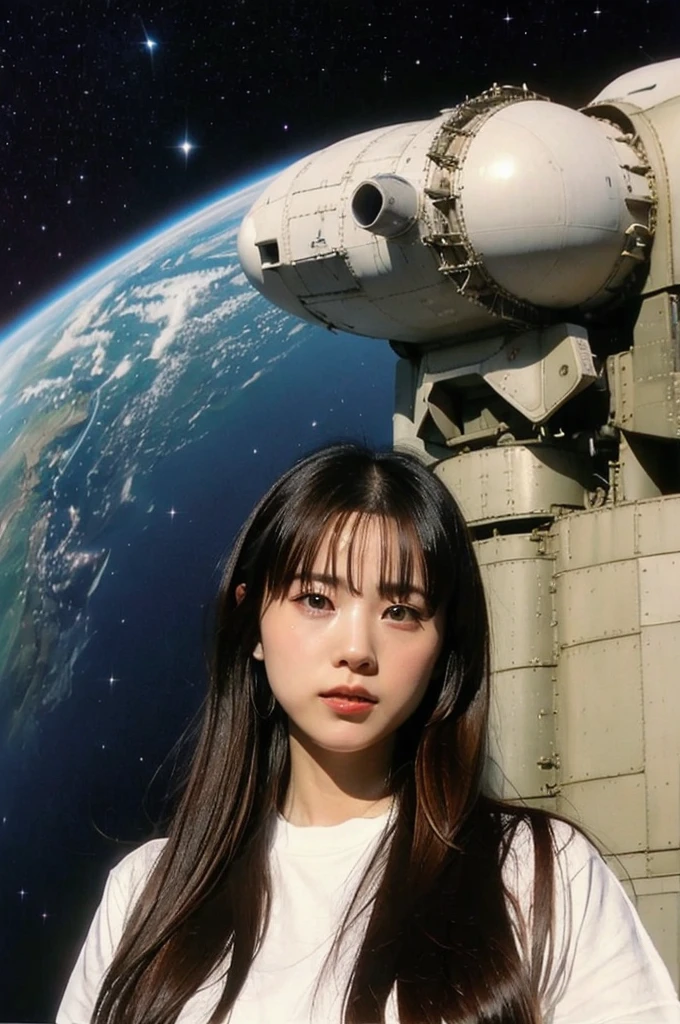 異星の砂漠の表面, 宇宙ファンタジー，SF，50 年代の未来的な小型 メカ ビークル, 透明なヘルメットとカラフルなマイクロビキニを着た、（胸の谷間露出、腕を露出させる、へその露出、露出した太もも）大きな垂れ下がり 、大きな垂れ下がり ， （ガーターストッキング）,50年代デザインの未来的な小型のメカ車両、
