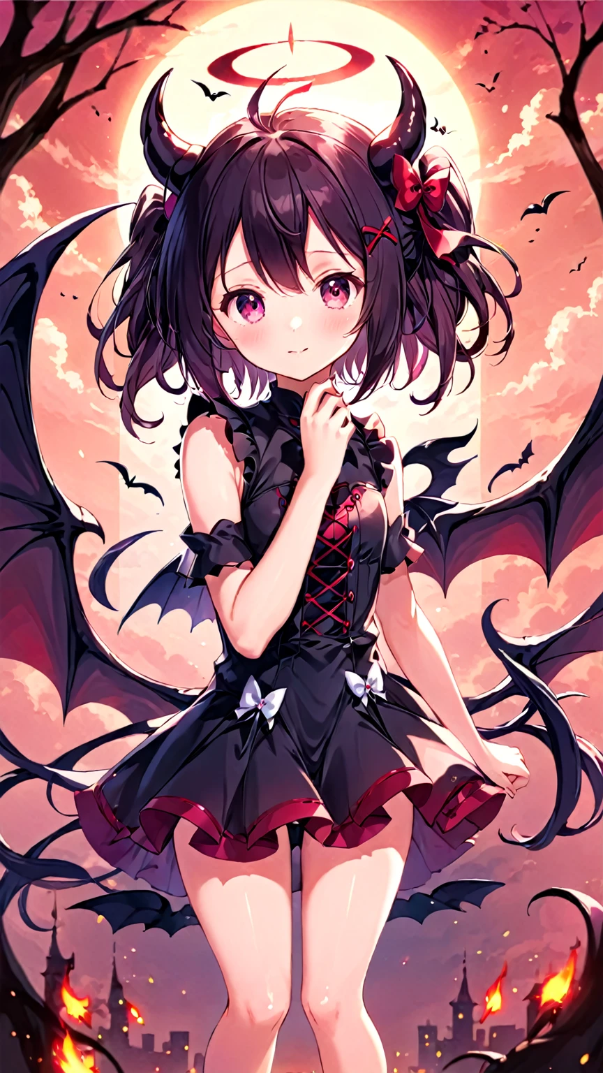 Cute anime demon girl with wings