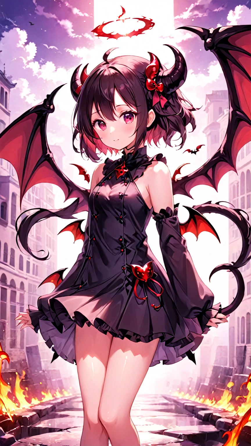 Cute anime demon girl with wings
