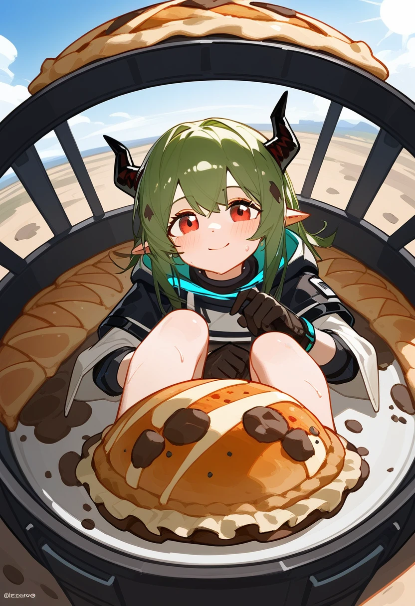 score_9,score_8_above,score_7_above,1 girl,mud rock (arknights),dirty,pies,gloves,hull,horns,sunes,Red eyes,barefoot,pointy ears,old,suno,wide,by white,black gloves,toes,hull de seguridad,Foot focus,looking at the viewer,session,sweat,Chapped lips,dirty pies,tenure,outdoor,sky,hits,oripathy lesion (Android 18),day,SMILE,blush, naked,infection monitor (arknights),foreshortening,sun,