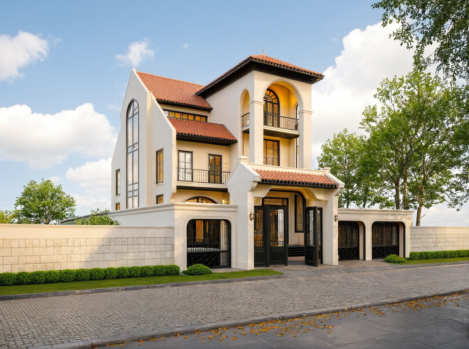 Photo brute,head of&#39;artwork, High quality, best quality, authentique, great detail,
Outside, En plein air, maison style indochine dans la rue ,route du groupe aiai,pavement, grass, trees, sky, nuvens, (jour:1.1)