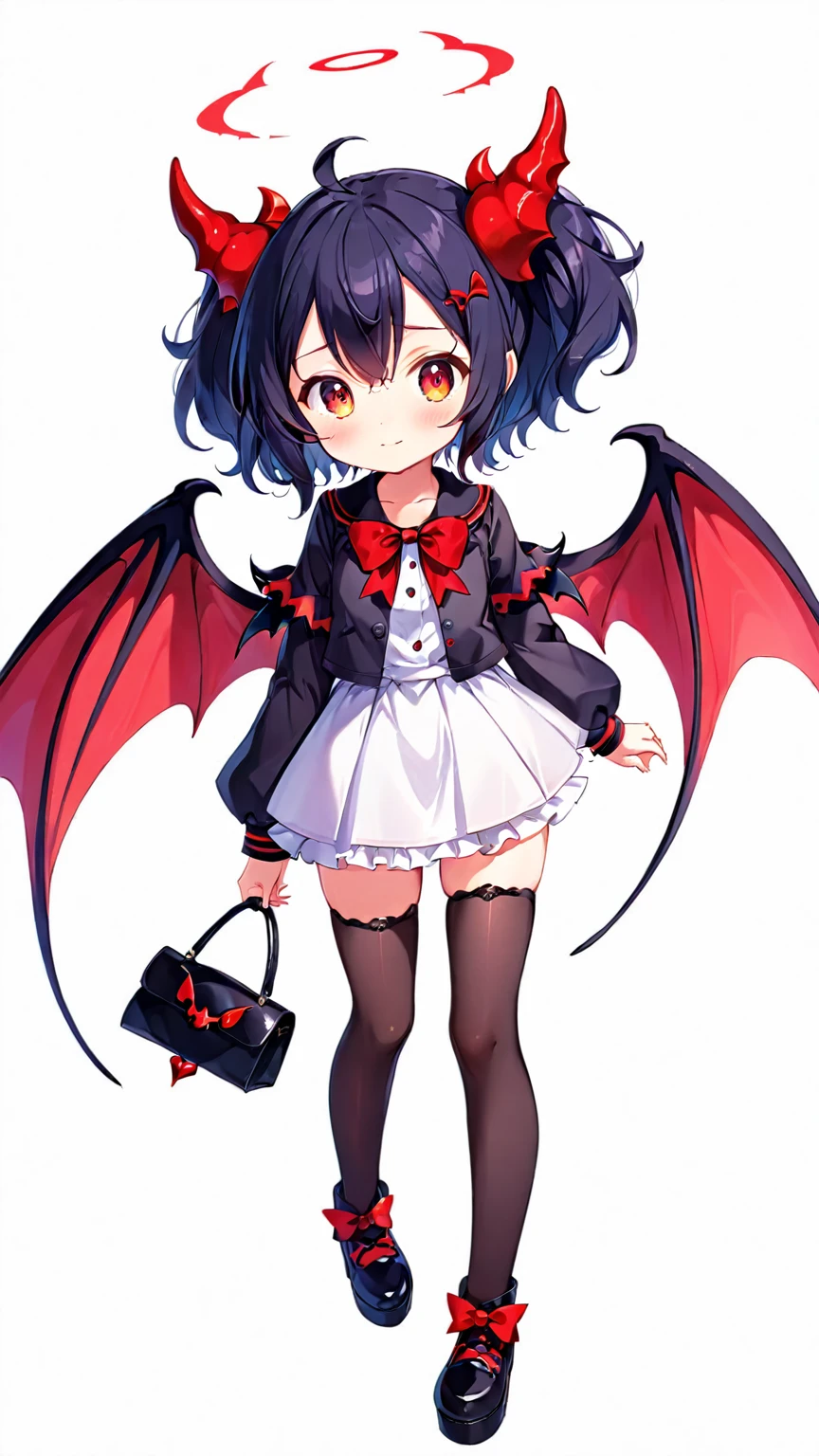 Cute anime demon girl with wings , blank background 