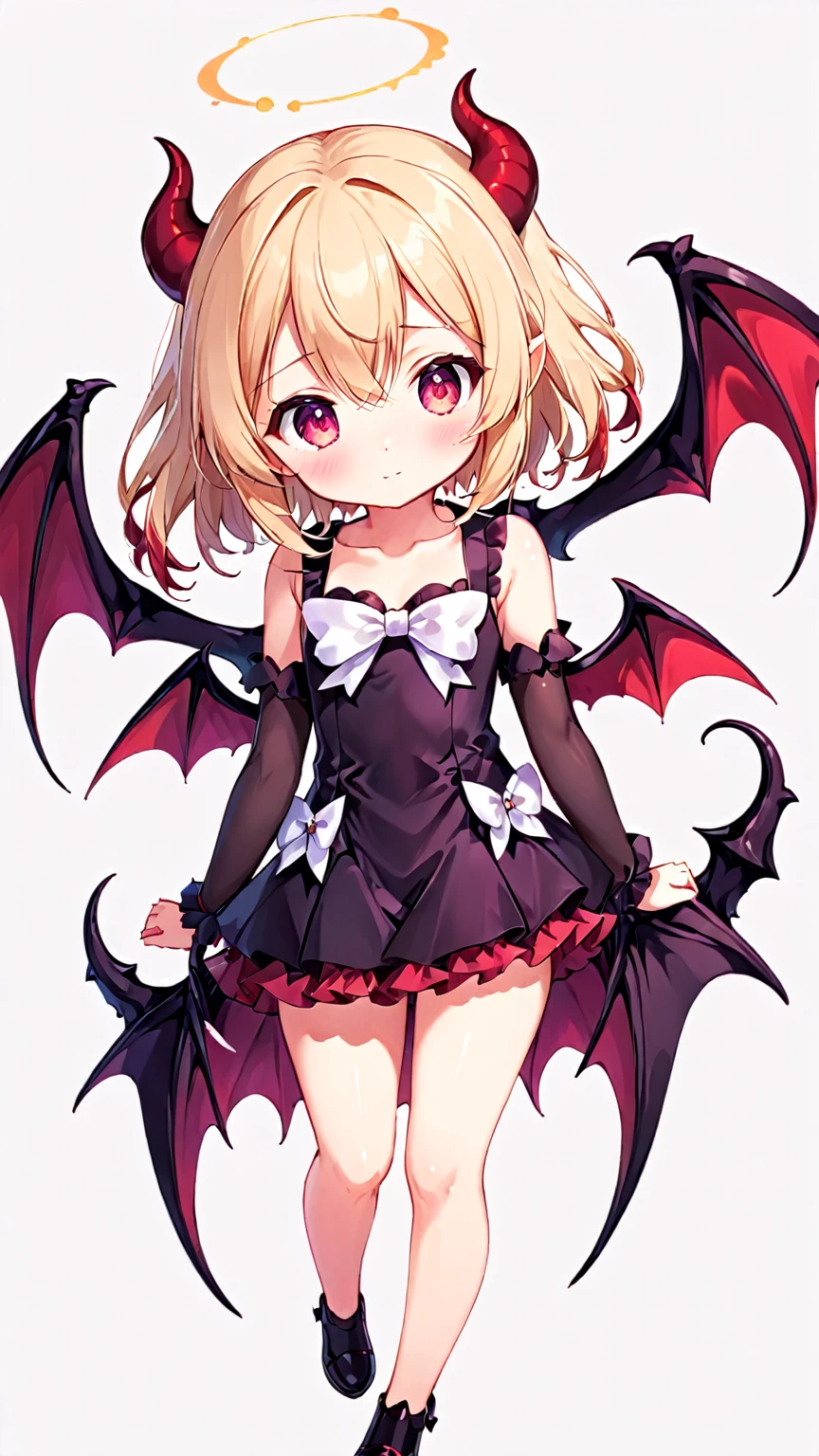 Cute anime demon girl with wings , blank background 