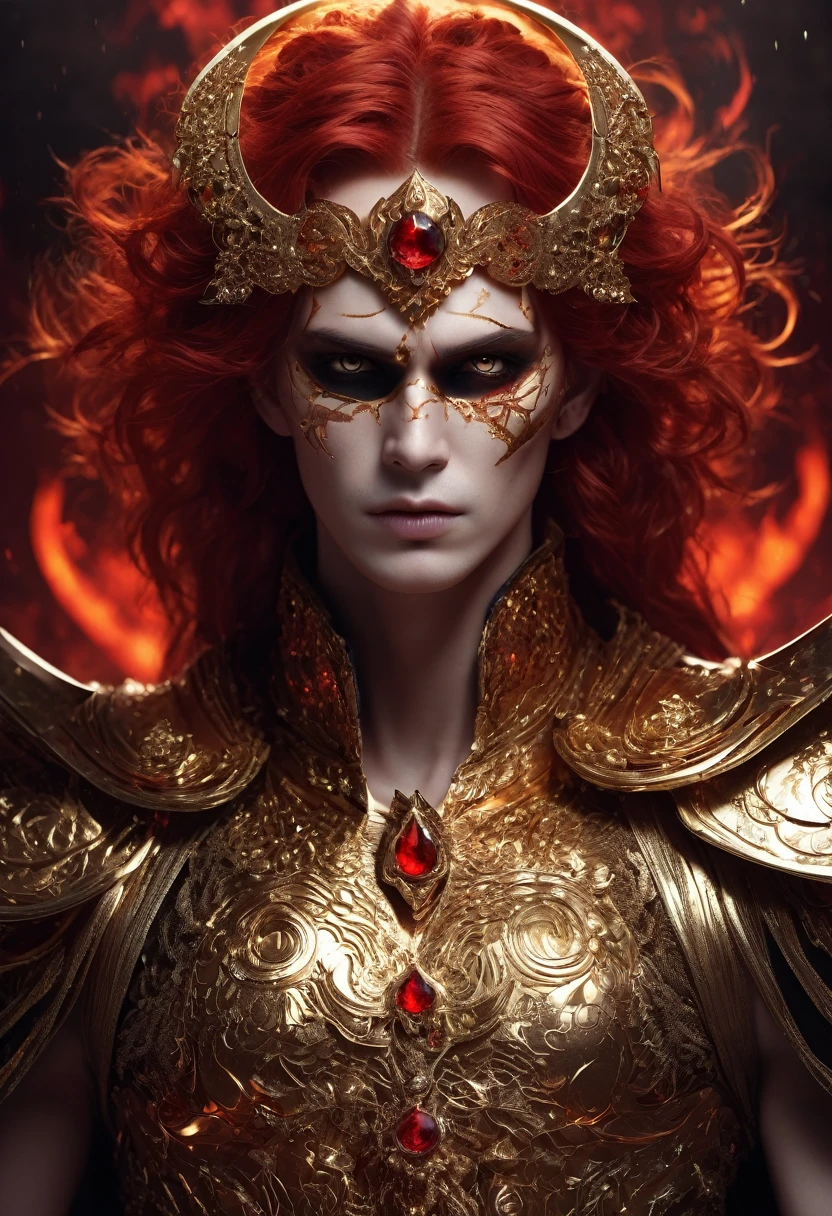 hades,The Grim Reaper armed with a giant scythe,(wear:black robe,),fire breathing eyes,angry expression,(hairstyle: red curly hair,),beard, roman mythology,8k wallpaper,good quality eyes,right eye,right hand, Super detailed, beautiful and beautiful, masterpiece, best quality, (Fractal Art: 1.3), mountains, Machine detailed, Dynamic angle, Cowboy shooting, The most beautiful form of chaos, elegant, brutalist design, Bright colors, , volcano,bright, bubble, sbrights, Blood, pearl,magma,Flame, Libra, sbrights, skull, soul,Hold the scythe,Retro Style,(tangled,mandala,tangled,entangled), (Fractal Art: 1.3),divine light,gold foil,Gold Foil Art,flash drawing,delicate face