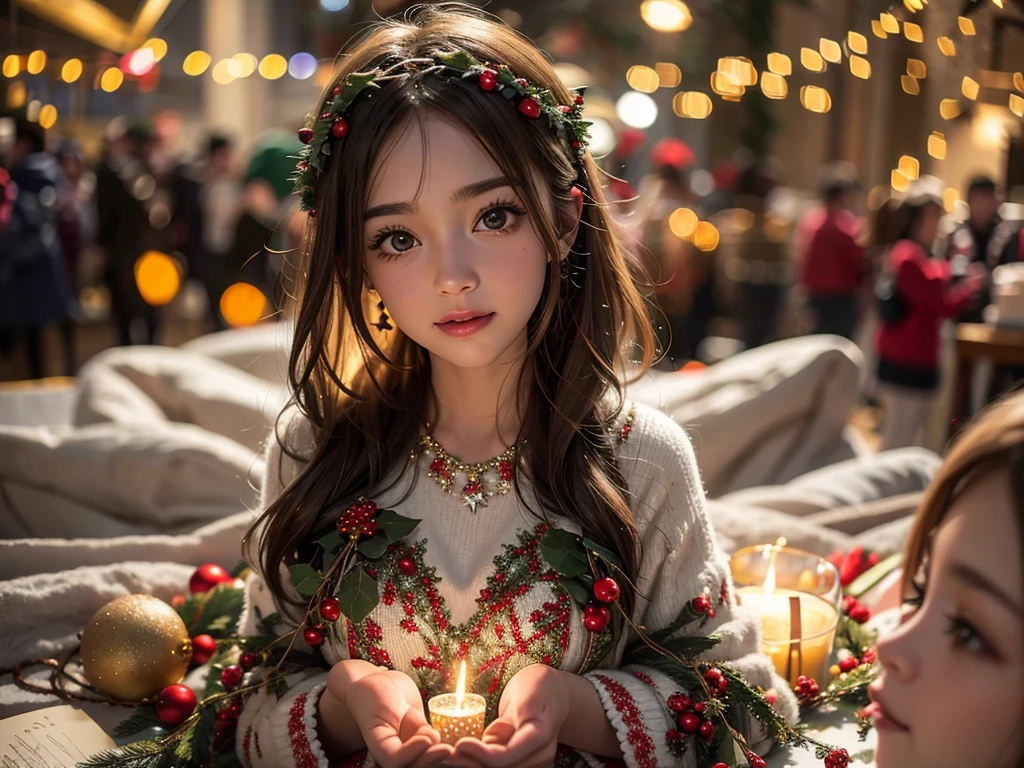 detailed christmas lights background, intricate holiday lighting, warm glowing fairy lights, shimmering bokeh effect, festive winter scene, cozy holiday atmosphere, soft focus blurred background, holiday decoration, magical christmas mood, sparkling lights, holiday ambiance, twinkling lights, festive lighting, holiday spirit, glowing lights, christmas celebration, holiday cheer, colorful lights, christmas decor, festive backdrop, winter wonderland