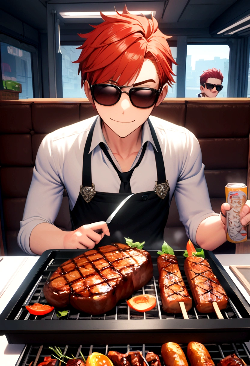 
Redhead, 1 boy, fps game, Grilled meat, Sunglasses PC