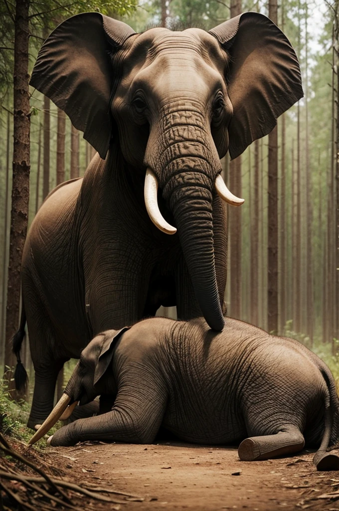 Elephants kills hienas and your blood talks all forest