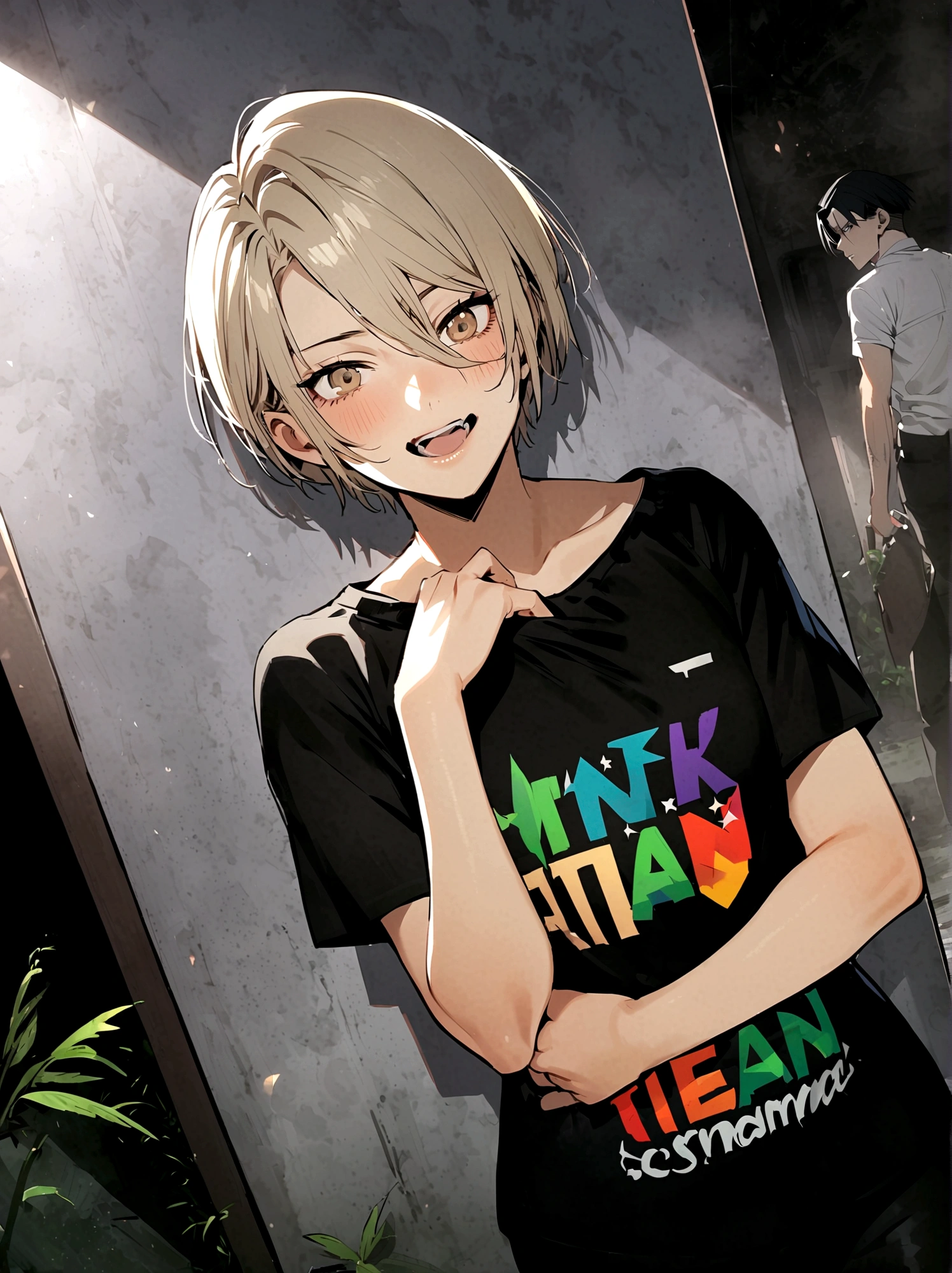 1 male,Levi Ackerman,Attack on Titan Female,Blonde bob gal,Two shots