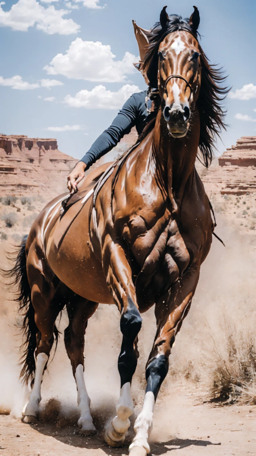 cowgirl at western, hot fleshy cougar, leather bikini top, leather hotpants with cowboy belt, cowboy boots, fullbody pose, revolver holster on thigh, surrounded by wildwest canyon view vibe with a stallion-horse with impressive huge horse cock),BREAK, (masterpiece),(best quality),(masutaa piisu),BREAK,must generate horse cock on the stallion-horse, Sky,horse, shuimobysim,bonian,riding a horse,